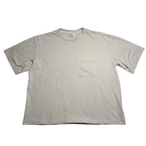 Elwood Mens Oversized Boxy T-Shirt Size S Beige Off White Organic Cotton Casual
